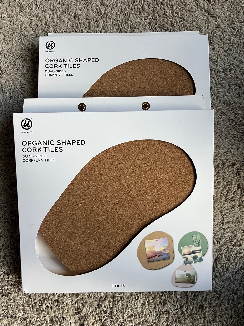 U Brands Organic Shaped Cork Tiles — Natural Brown